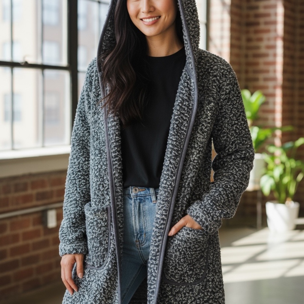 Kensie Faux Fur Cardigan – Blue, Size Small/Medium (6–10)